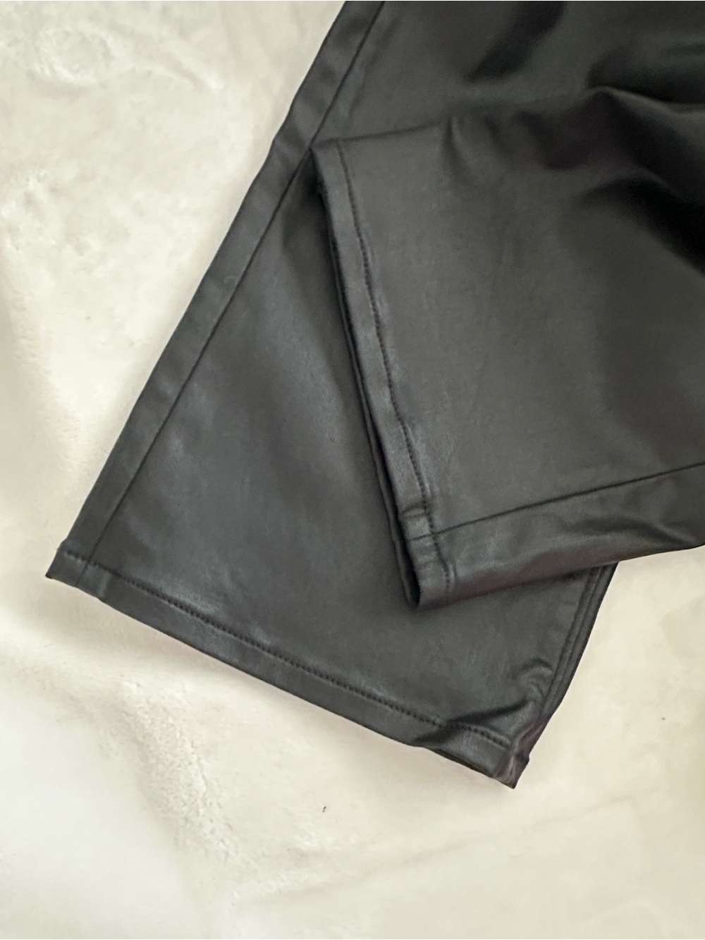 ANN TAYLOR High Rise Coated Straight Pants Black Faux Leather Vegan Leather Sz 8 - Picture 12 of 15
